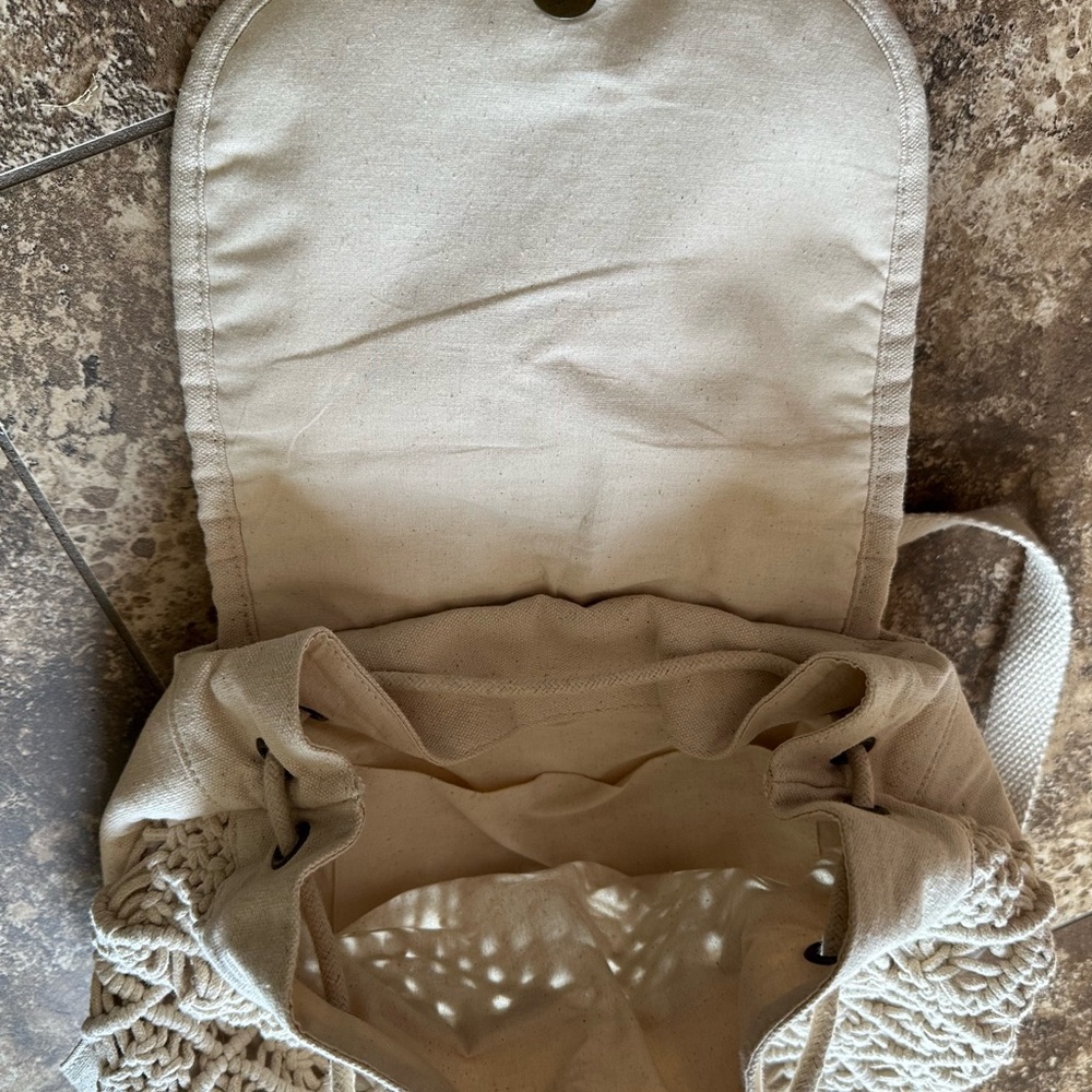 Beige Crochet Backpack - image 3